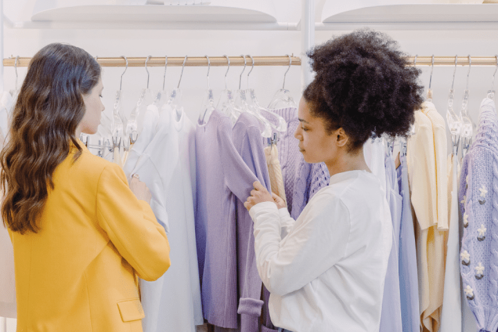 a group of people standing in a room